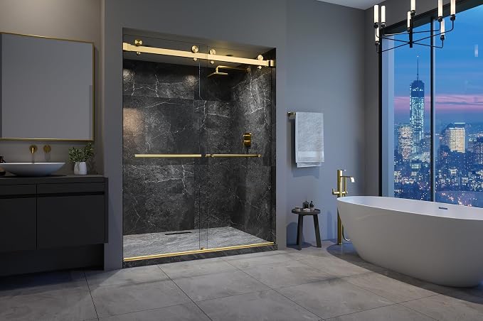 VITRA-200 56.5-59" W x 78" H Frameless Shower Door, Double Sliding - Image 7