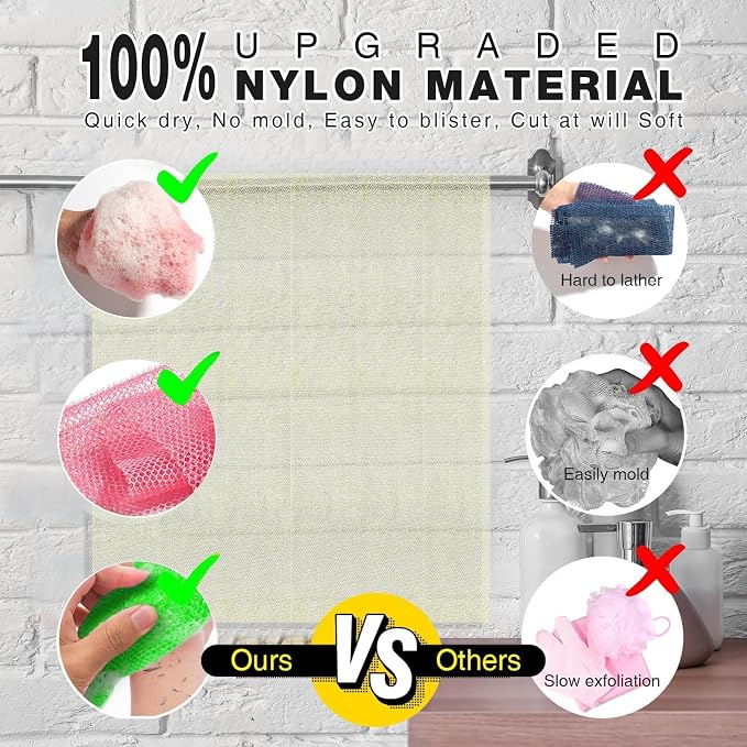 UJFQBH 4 Pieces African Net Sponge African Net Long Net Bath Sponge Exfoliating - Image 2