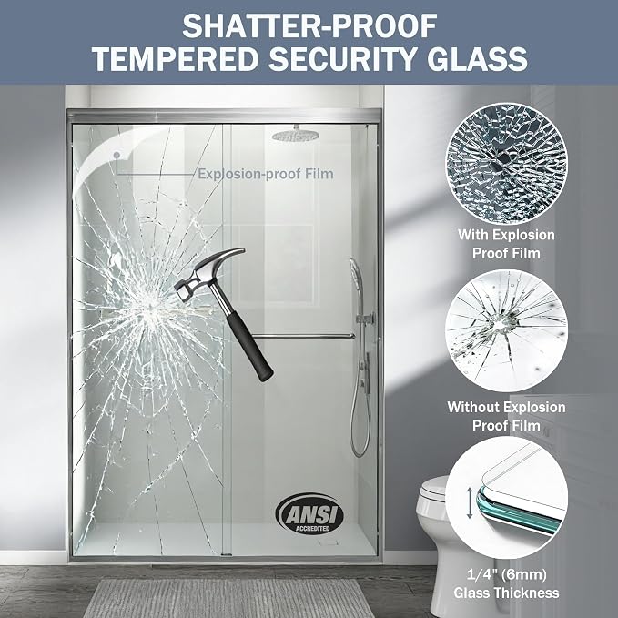 44-48 in. W x 72 in. H Double Sliding Shower Door, Semi-Frameless Bypass - Image 7