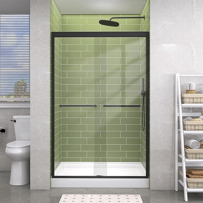 GETPRO Sliding Shower Door 44-48 in. W x 72 in. H Semi-Frameless Bypasss Double by GETPRODeluxeBathroomSolutionExpert
