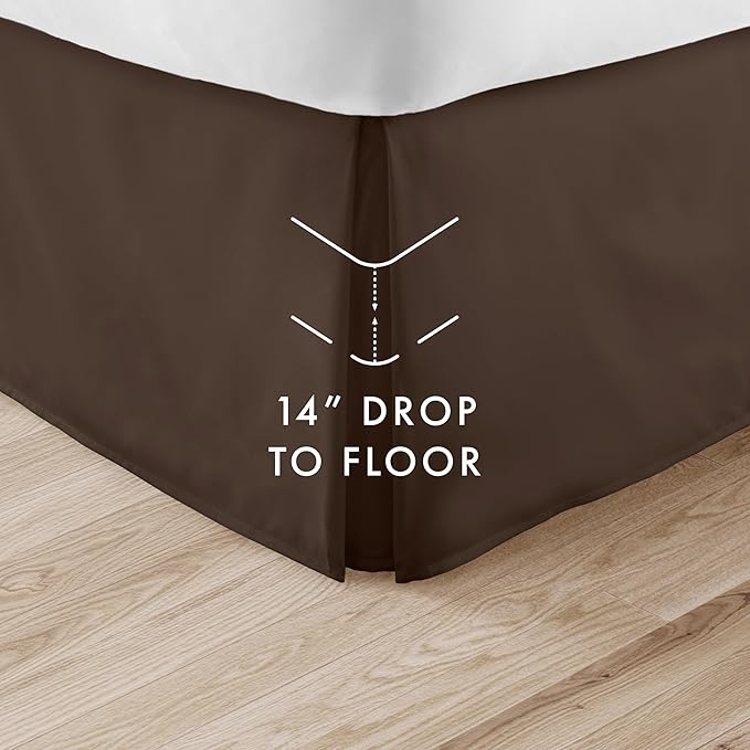 Linen Market Bed Skirt - Ultra Soft Microfiber - Easy Fit with 14 Inch Tailored Drop - Hotel Quality, Shrinkage & Fade Resistant - Bed Cover - Queen Bed Set - Bedroom Décor - (Queen, Chocolate)