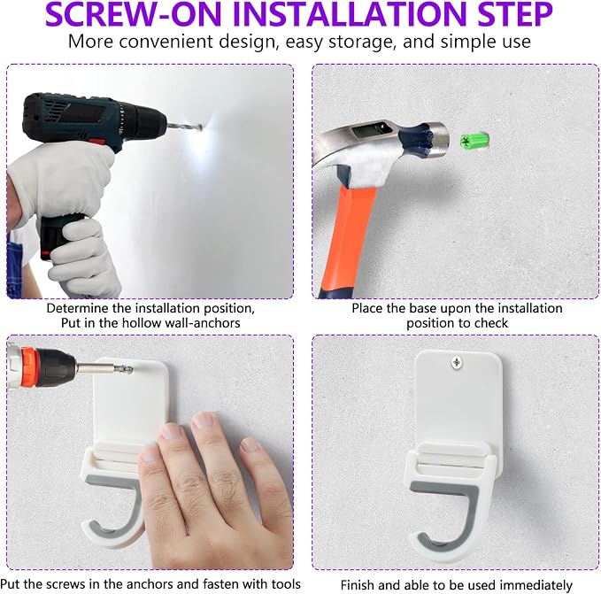 Broom and Mop Holder Wall Mount, Heavy Duty Screw Drilling Gripper Rack - Image 5