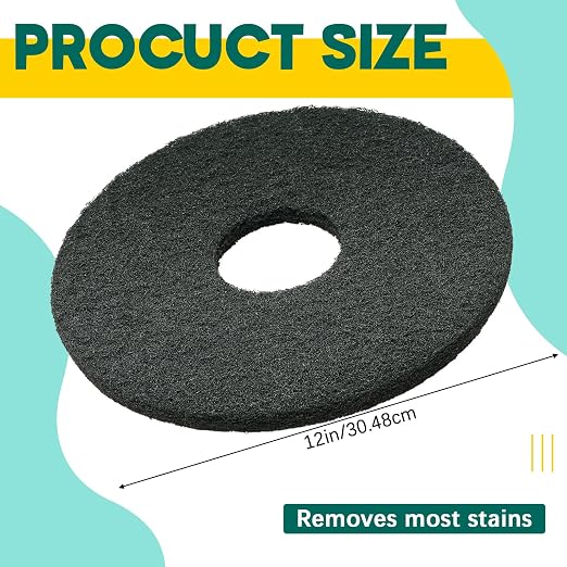 12" Black Scrubbing Pads Commercial Cleaning Orbiter Pads-Maintenance Non Woven - Image 2