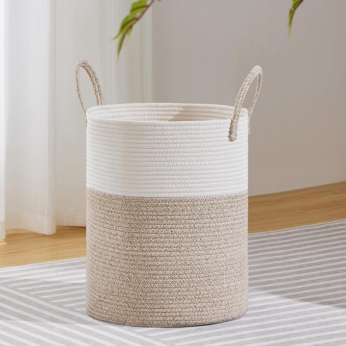 VIPOSCO Large Laundry Hamper, Tall Woven Rope Storage Basket by VIPOSCO
