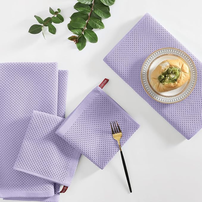 Homaxy 100% Cotton Kitchen Towels and Dishcloths Set, 12 x 12 Inches and 13 x - Image 6