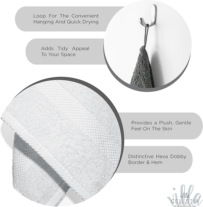 100% Combed Cotton Bathroom Towel Set of 10-2 Bath Towels, 4 Hand Towels - Image 4