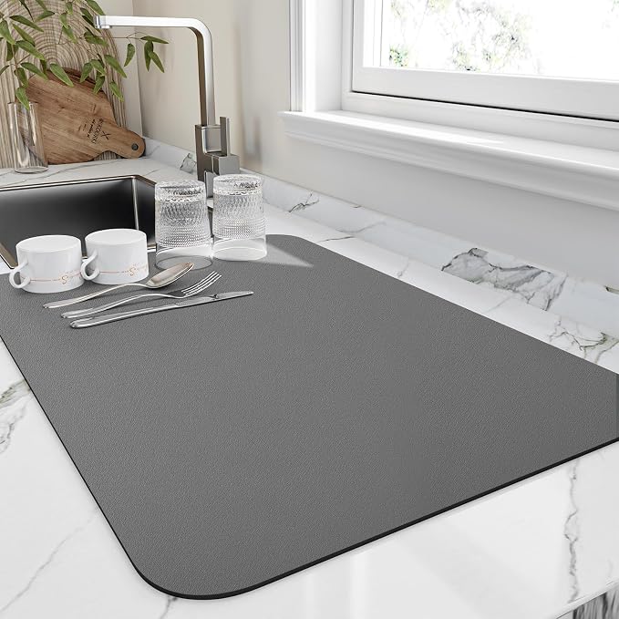 Dish Drying Mat for Kitchen Counter, Heat Resistant Drainer Mats by HotLive