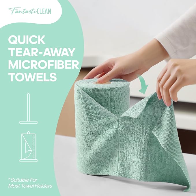 Fantasticlean Microfiber Cleaning Cloth Roll -60 Pack, Tear Away Paperless - Image 2
