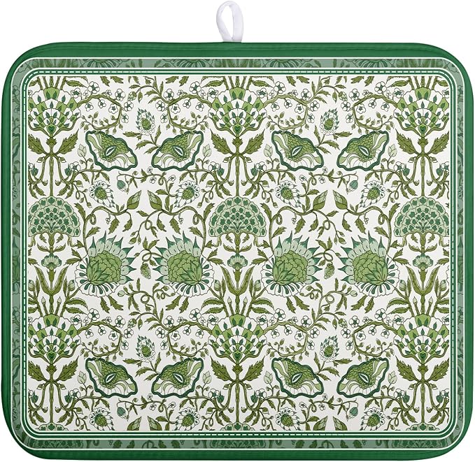 Green Floral Dish Drying Mat for Kitchen Counter 16x18 Inch Spring Summer by Wnoesat