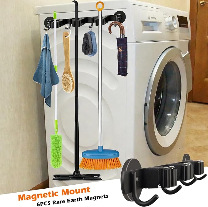 MUTUACTOR Magnetic Broom Holder, Anti-slip Heavy Duty Broom and Mop Hanger - Image 2