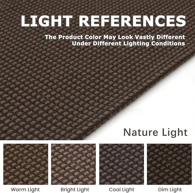 KOZYFLY Long Runners for Hallways 2x12 ft Washable Kitchen Runner Non Slip Rubber Backed Hallway Rugs Cotton Entryway Runner Rug Floor Carpet for Indoor Hall, Backdoor, Kitchen, Reddish Brown/Coffee