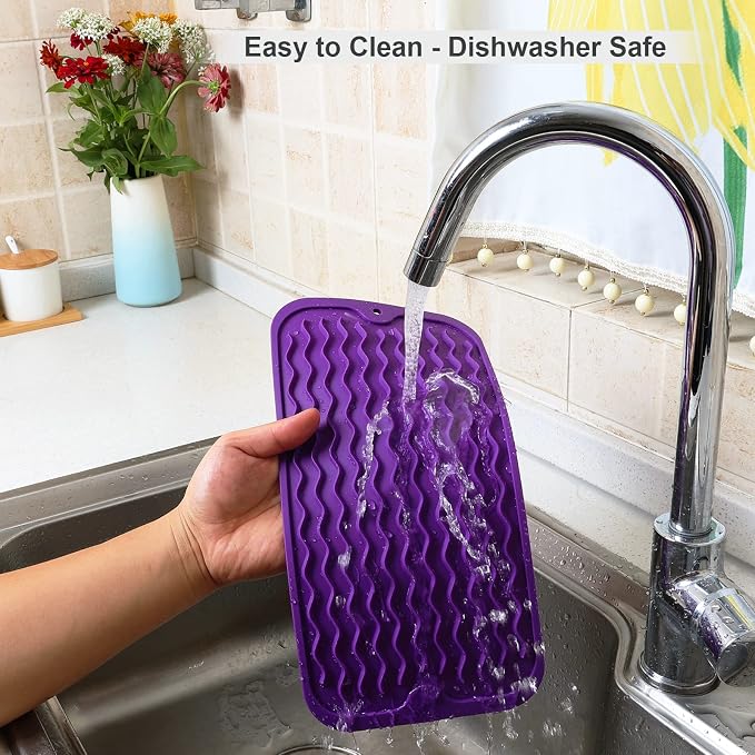 ZLR Silicone Dish Drying Mat for Kitchen Counter, Eco-Friendly Fast Dry Dish Mat - Image 4
