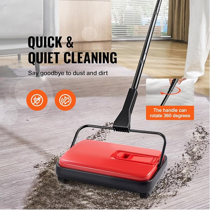 Happybuy Red Manual Carpet Sweeper - 300ml Dustbin - Image 2