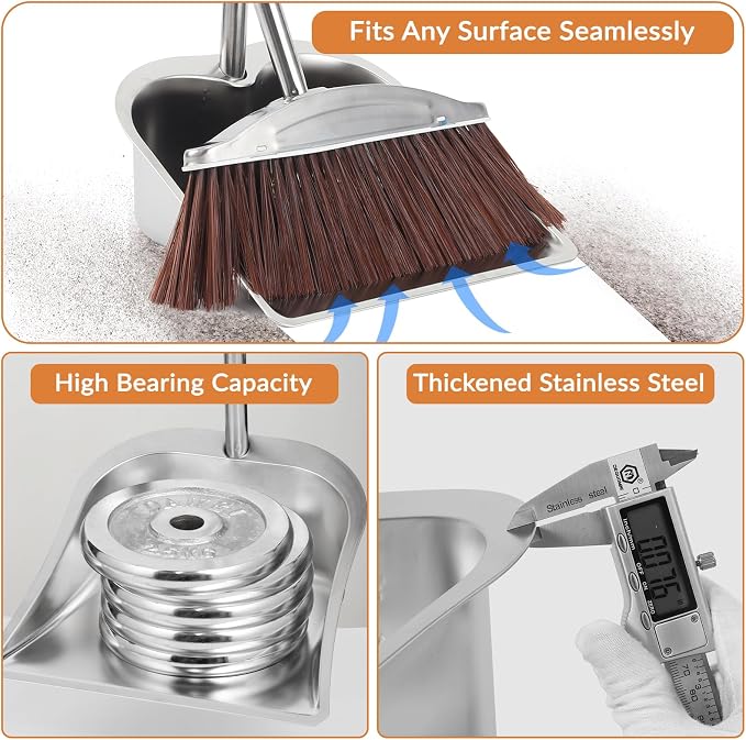 VOOWO Broom with Dustpan Combo Set, Heavy Duty Dust Pan with Long Handle - Image 4