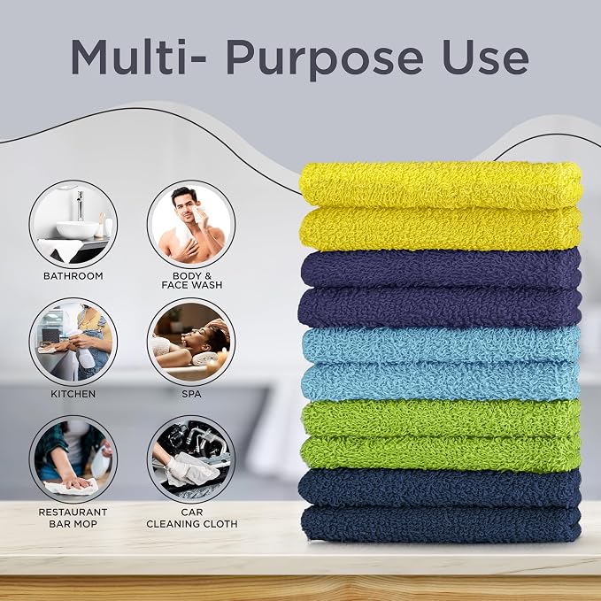 DecorRack 10 Pack 100% Cotton Wash Cloth, Luxurious Soft, 12 x 12 inch Ultra - Image 4
