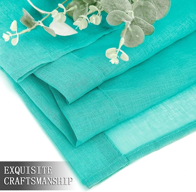 Tollpiz Short Sheer Curtains Living Room Linen Textured Curtain Sheers Light - Image 7