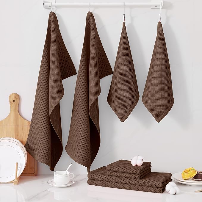 Homaxy 100% Cotton Kitchen Towels and Dishcloths Set, 12 x 12 Inches and 13 x - Image 7