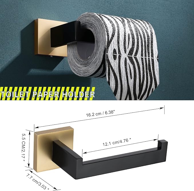 Bathroom Towel Bar Holder Sets Black and Gold 4-Piece Bathroom Hardware Set - Image 4