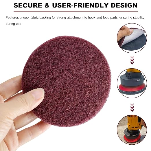 20 PCS 4 Inch 400 Grit Hoop and Loop Scrubber Scouring Pads Drill Scuffing Disc - Image 3