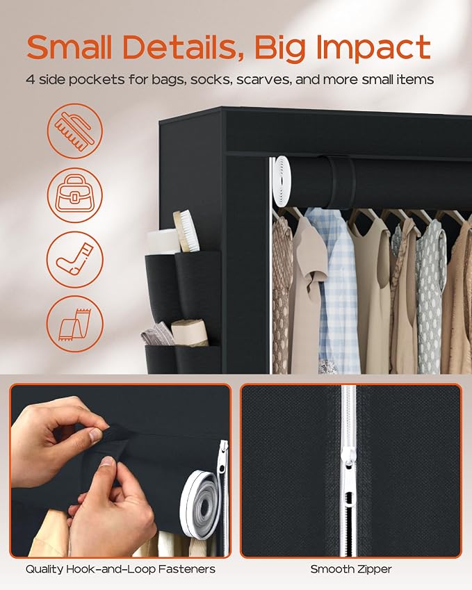 Portable Closet, 81.1 Inch Extra Large Capacity Wardrobe Closet - Image 5