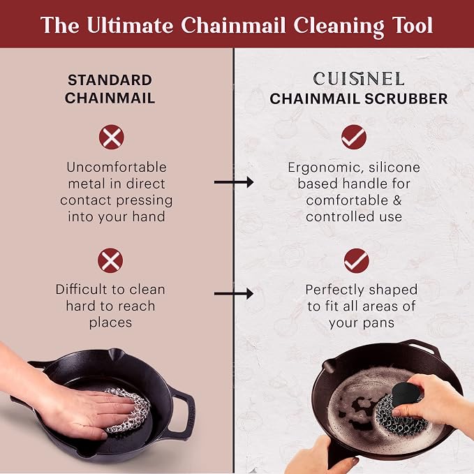 Cuisinel Cast Iron Chainmail Scrubber + Pan Scraper - Image 6