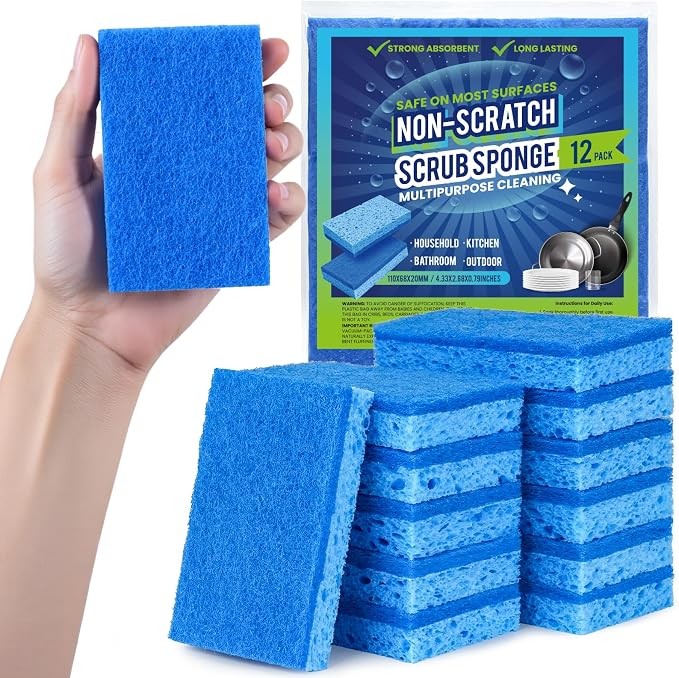 Kitchen Sponges, Non-Scratch Scrub Sponge, Dual Sided Cleaning Sponges by Metflavor