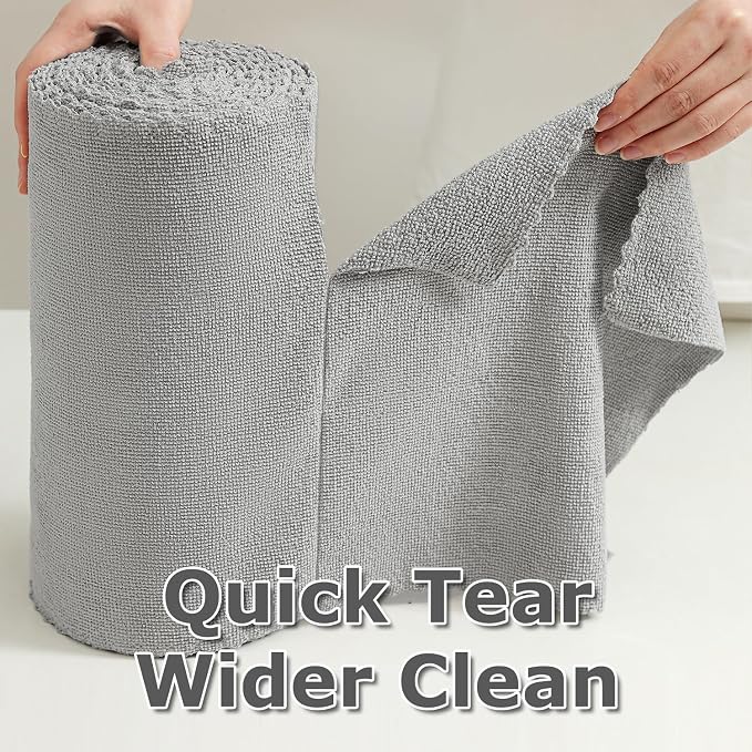 Jessy Home 80 Pack Reusable Paper Towels Grey Microfiber Cleaning Cloth Roll - Image 3