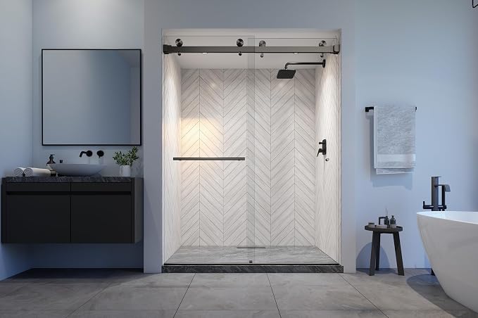 VITRA-200 56.5-59" W x 78" H Frameless Shower Door, Double Sliding - Image 6