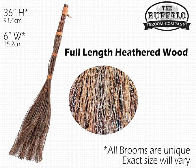Pumpkin Spice Scented Broom – 36 Inch Rustic Heather Broom - Image 2