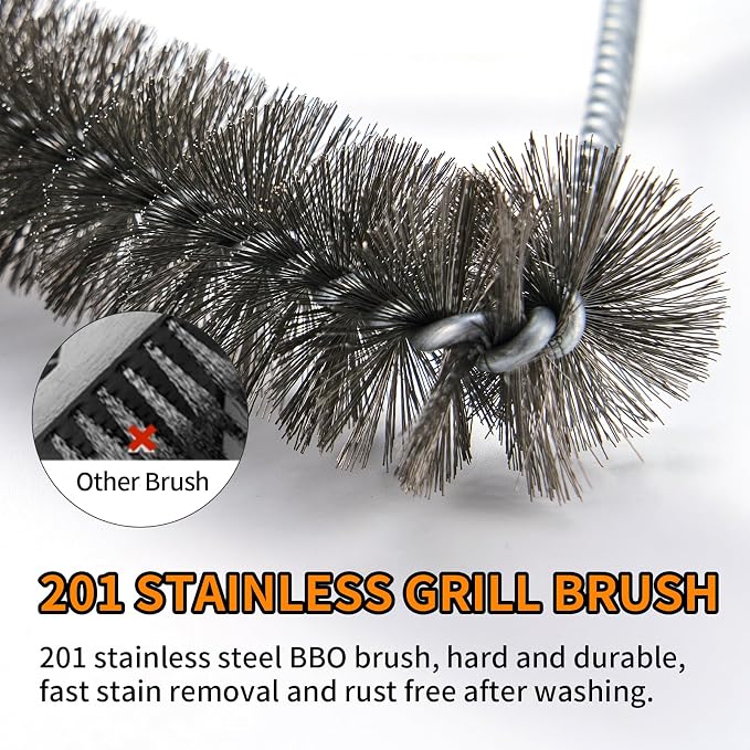Grill Brush, BBQ Cleaner Accessories, Safe Wire Bristles Barbecue Cleaning Brush - Image 3