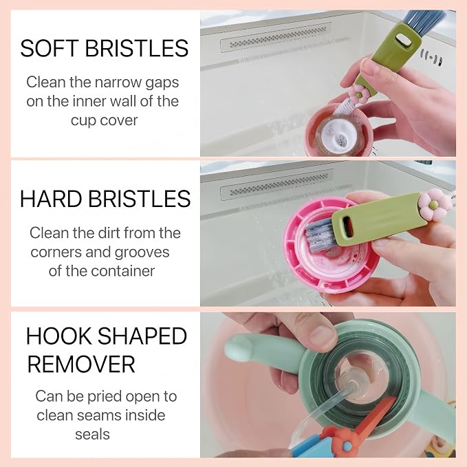 3 in 1 Cup Lid Cleaning Brush, Water Bottle Cleaner Brush, Portable Cup Lid Gap - Image 4