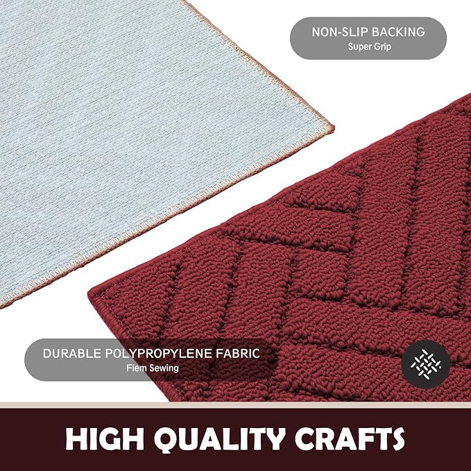 Door Mat Indoor Doormat, Entryway Rug Red Door Mats Non-Slip Rubber Backing - Image 4