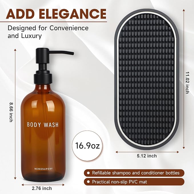 Glass Shampoo and Conditioner Dispenser-Shampoo Dispenser - Image 3