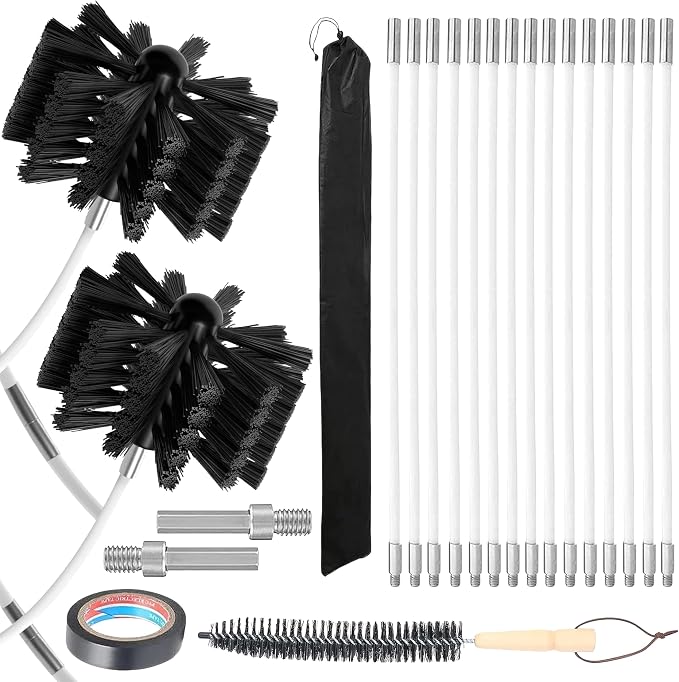Chimney Sweep Kit Chimney Brush Kit Chimney Cleaning Kit, 20FT Dryer Vent by Unknown