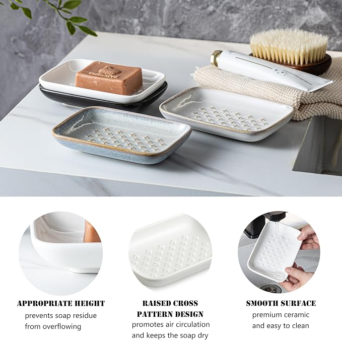 Gomakren Soap Dish, Shower Soap Holder, Ceramic Soap Dishes - Image 3