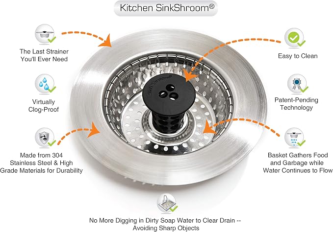 SinkShroom Revolutionary Clog-Free Sink Strainer Basket, Stainless Steel - Image 3