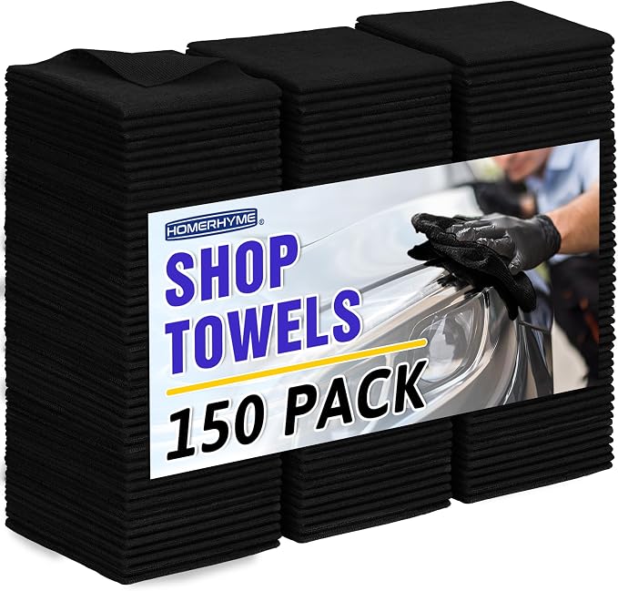 HOMERHYME Microfiber Cleaning Cloth, 150 Pack Black Cleaning Rags Microfiber by HOMERHYME