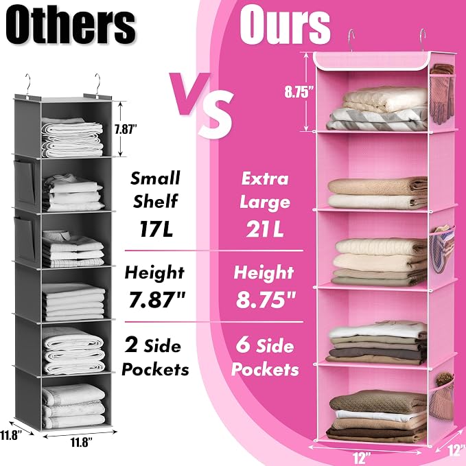 Simple Houseware 5 Shelf Hanging Closet Organizer - Image 4
