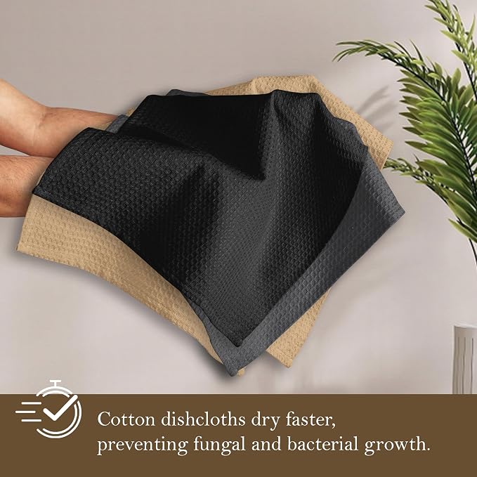 Waffle Dishcloths, 12x12 Inch, Quick Drying, 100% Cotton - Image 4