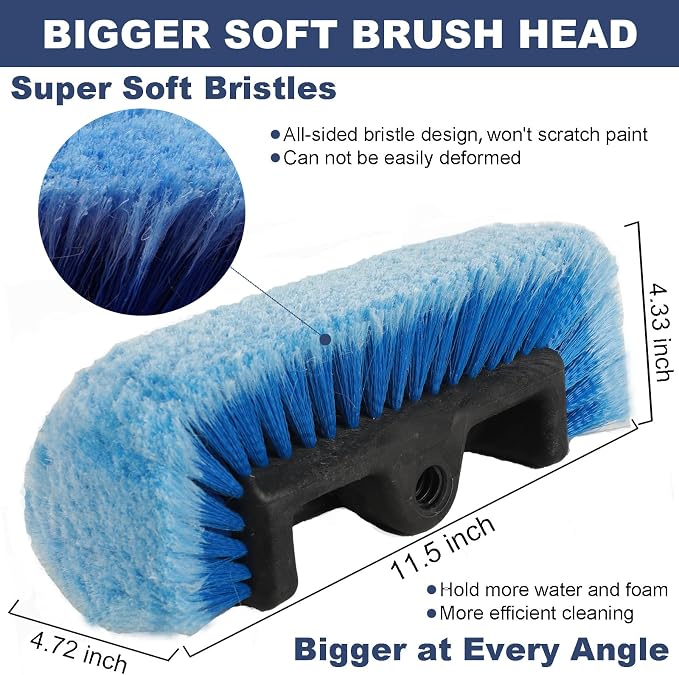 70" Car Wash Brush with Long Handle and 12" Soft Bristle Brush Head, Water - Image 5