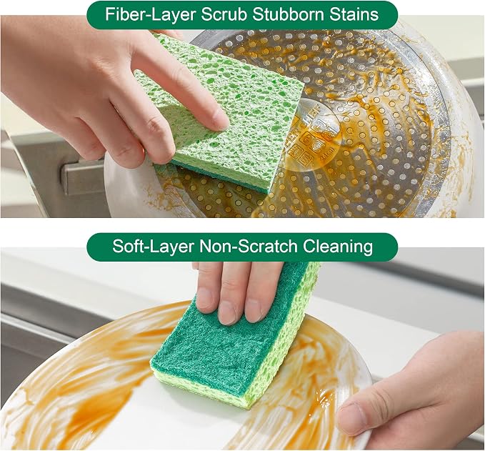 JOYMOOP Clean Sponges, Dual-Sided Non-Scratch Soft Scrub Dish Sponge, Safe - Image 3