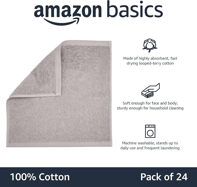 Amazon Basics Fast Drying Cotton Washcloths - Image 4