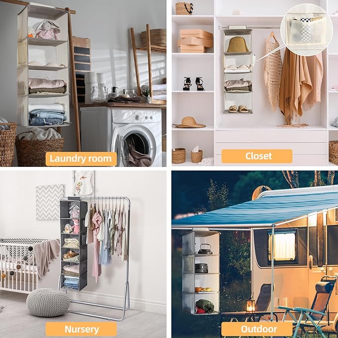 2 Packs Hanging Closet Organizer Storage, 6-Shelf Hanging Shelves - Image 6