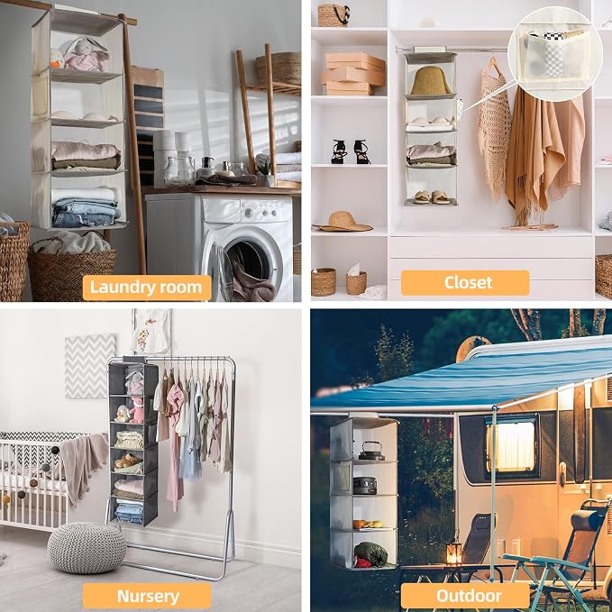 2 Packs Hanging Closet Organizer Storage, 6-Shelf Hanging Shelves Clothes - Image 7