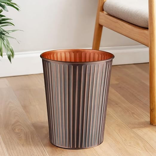 Monarch Abode Antique Copper Handcrafted Ridge Embossed Metal Wastebasket - Image 3