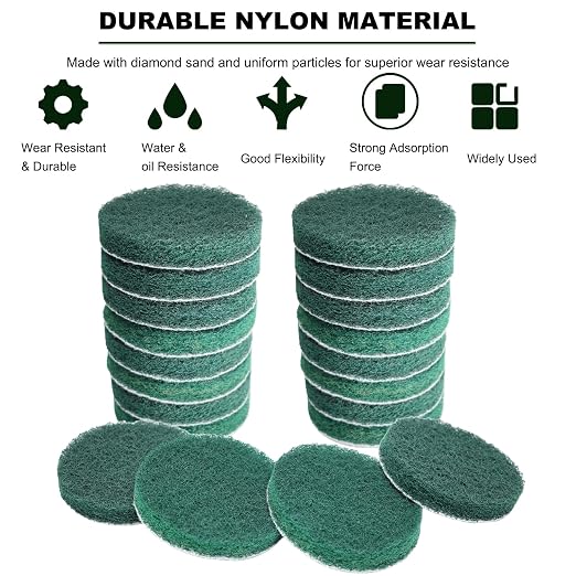 20 PCS 4 Inch 240 Grit Hoop and Loop Scrubber Scouring Pads Drill Scuffing Disc - Image 4