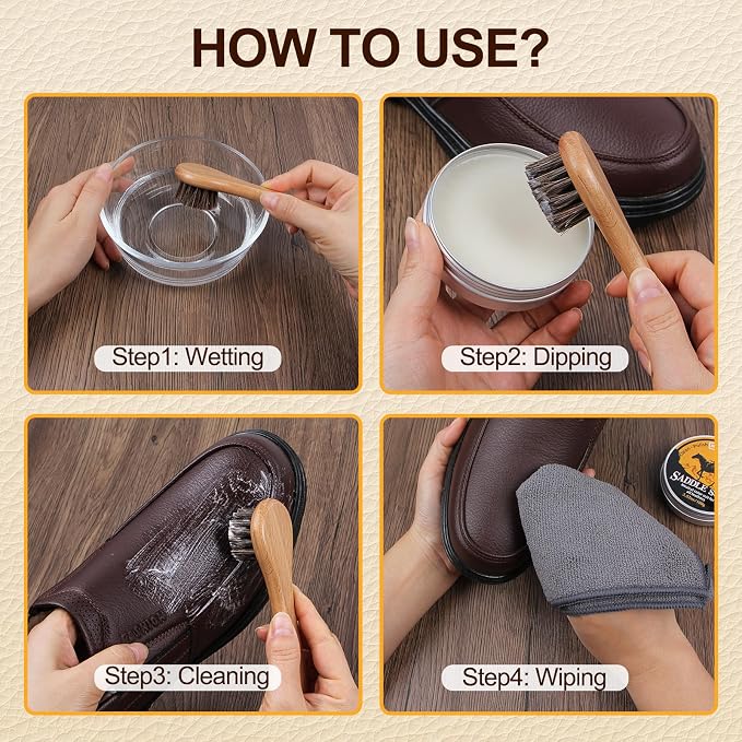 4 Pcs Leather Cleaner Boots Shoes Cleaning Kit-3.52oz Saddle Soap - Image 7