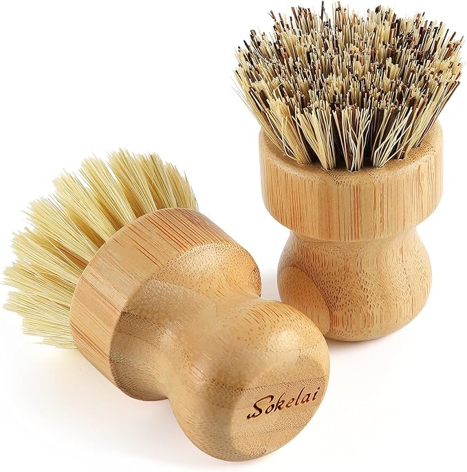 Bamboo Dish Scrub Brushes Set for Kitchen - Image 7