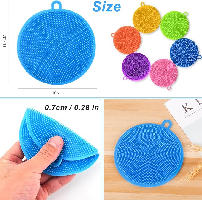 Silicone Dish Scrubber, 12 Pack Silicone Sponge Dish Brush Food Grade BPA Free - Image 5