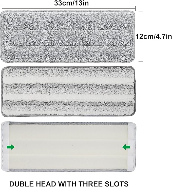 Flat Mop Pads, 3 Pack 13" X 4.9" Microfiber Mop Pad/Refill/Head, Mop Pads - Image 4